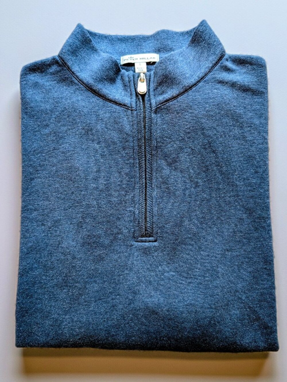 Peter Millar Quarter Zip Blue Pullover - Mens Large